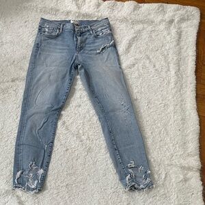 Agolde Light Blue Distressed Skinny Jeans